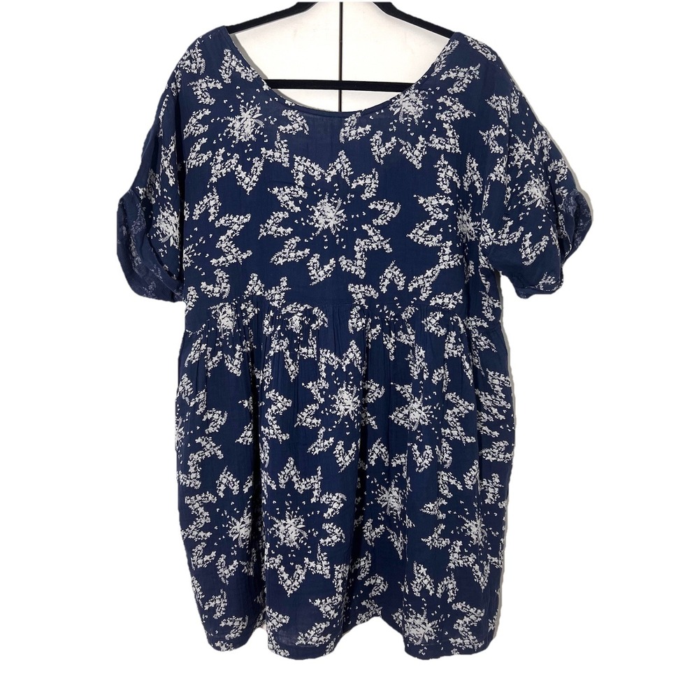 Free People Babydoll Dress Size M Floral Short Sleeve Gauze Peasant Cottagecore